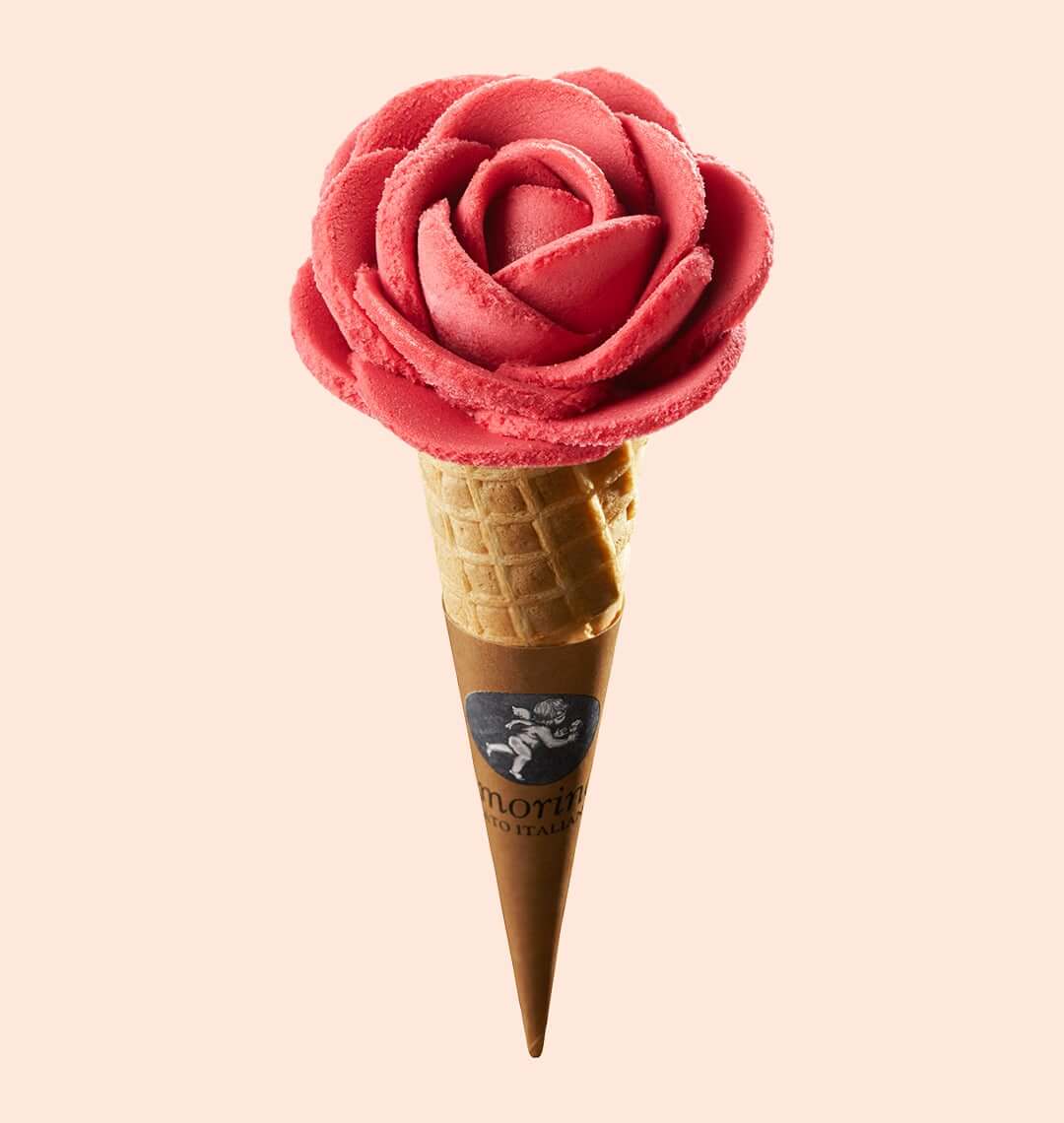 ice cream cone, raspberry flavor
