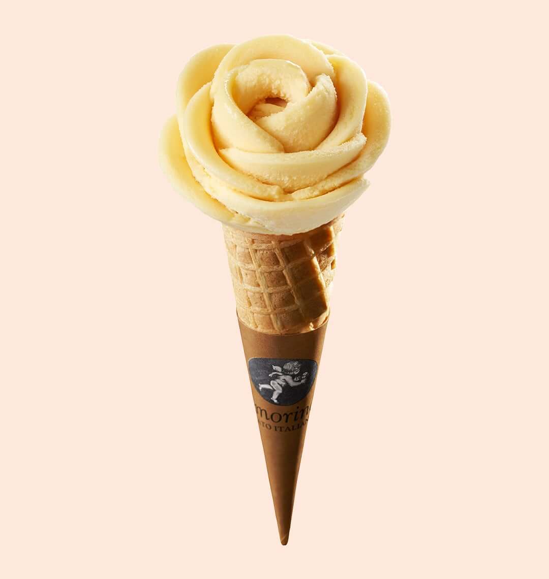 ice cream cone, passion fruit flavor