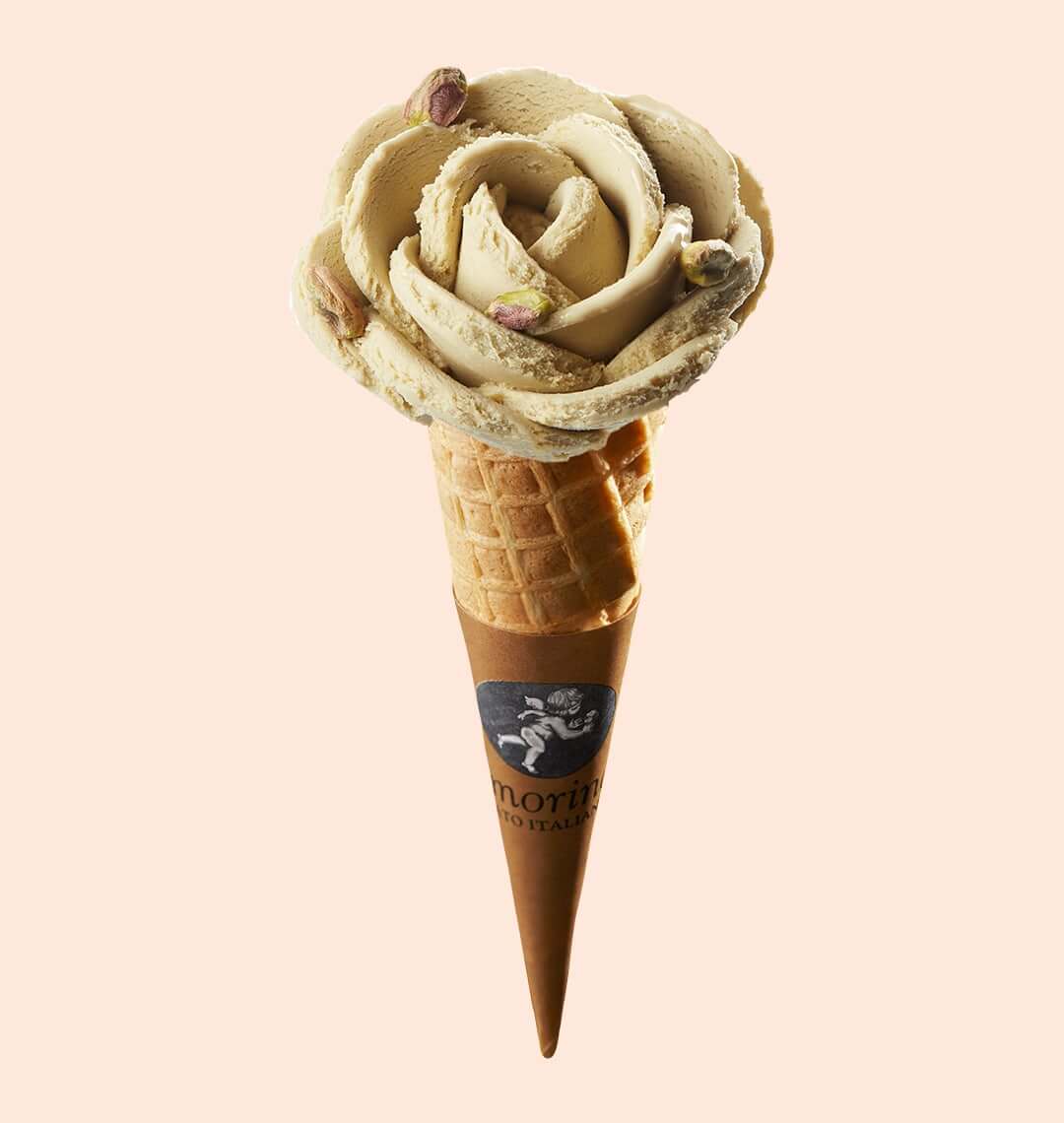 ice cream cone, pistachio flavor