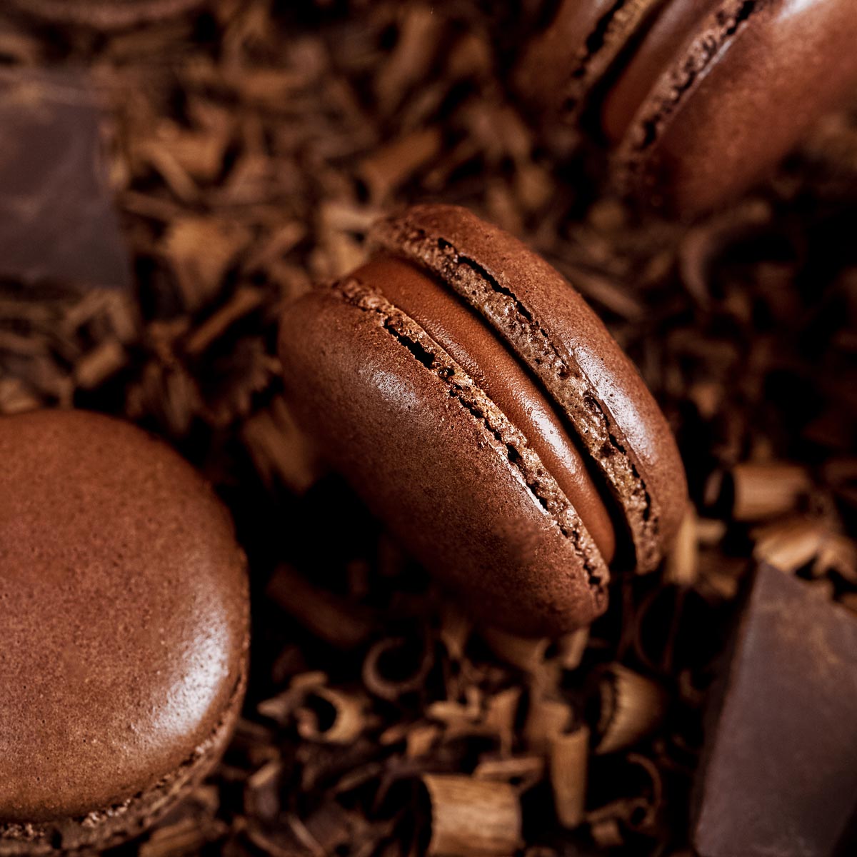 chocolate glazed macaron